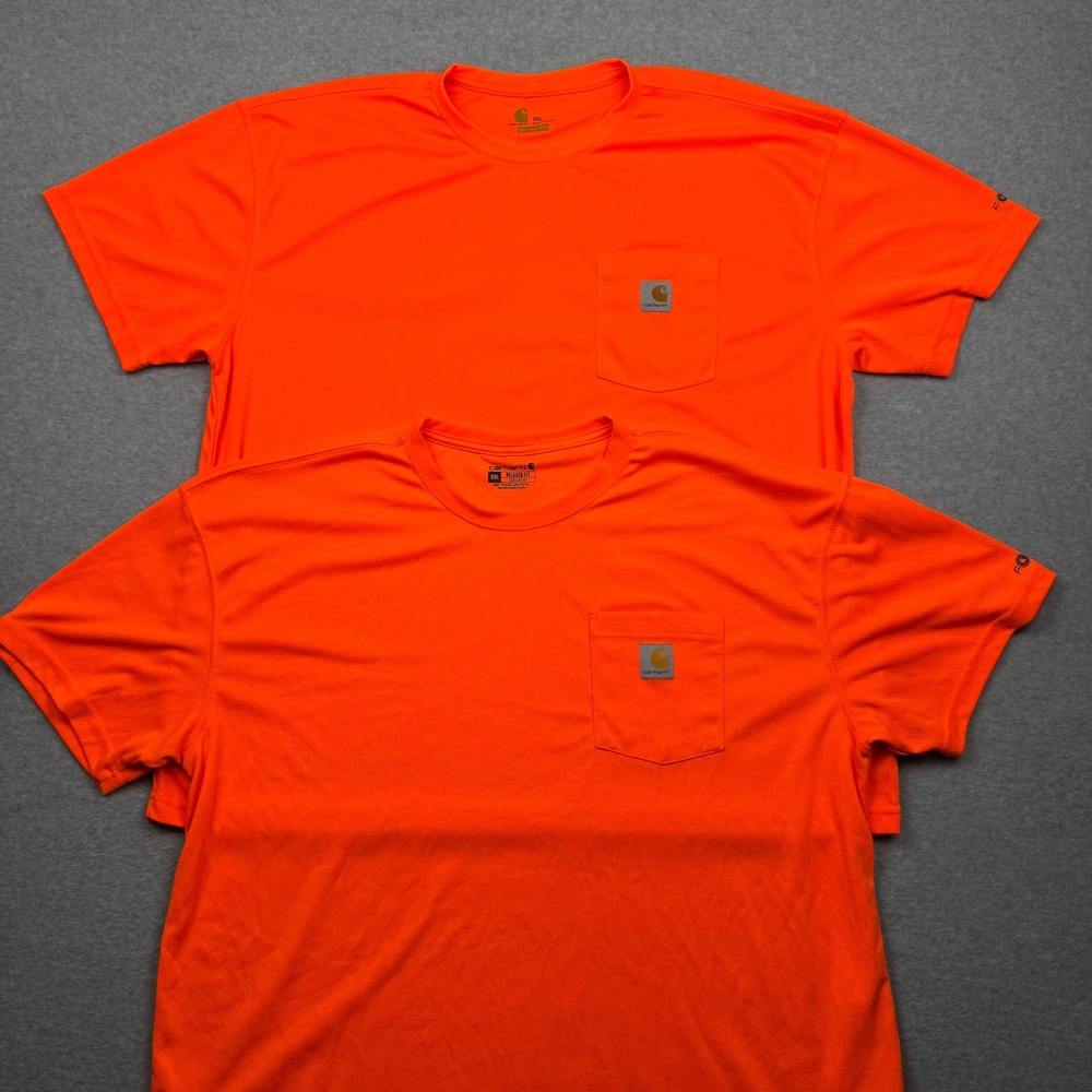 Lot of 2 Carhartt Force Relaxed Fit Pocket T-Shirts Mens 2XL Orange 100493 824